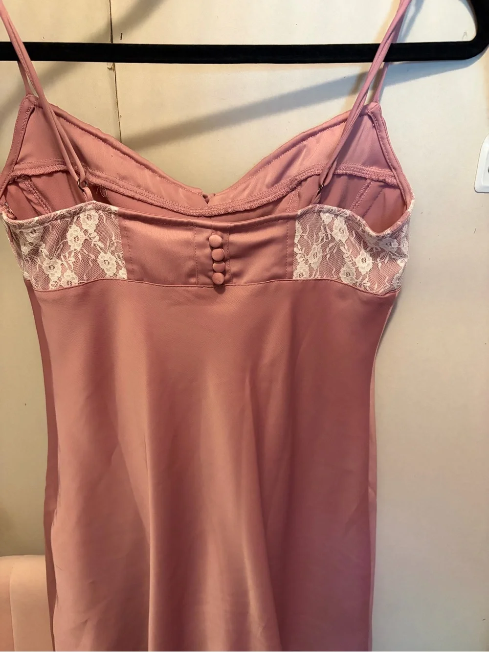 Urban Outfitters Pink Satin Lace-Trim Chemise - Picture 2 of 3
